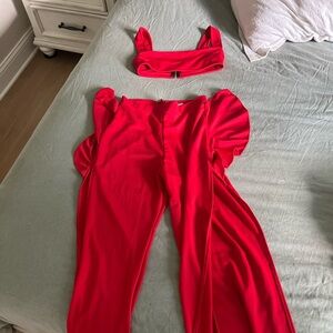 Red 2 piece womens outfit